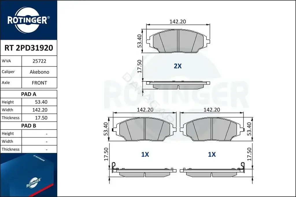 Тормозные колодки ROTINGER RT2PD31920