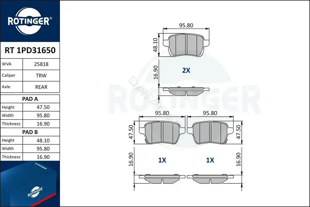 Тормозные колодки ROTINGER RT1PD31650