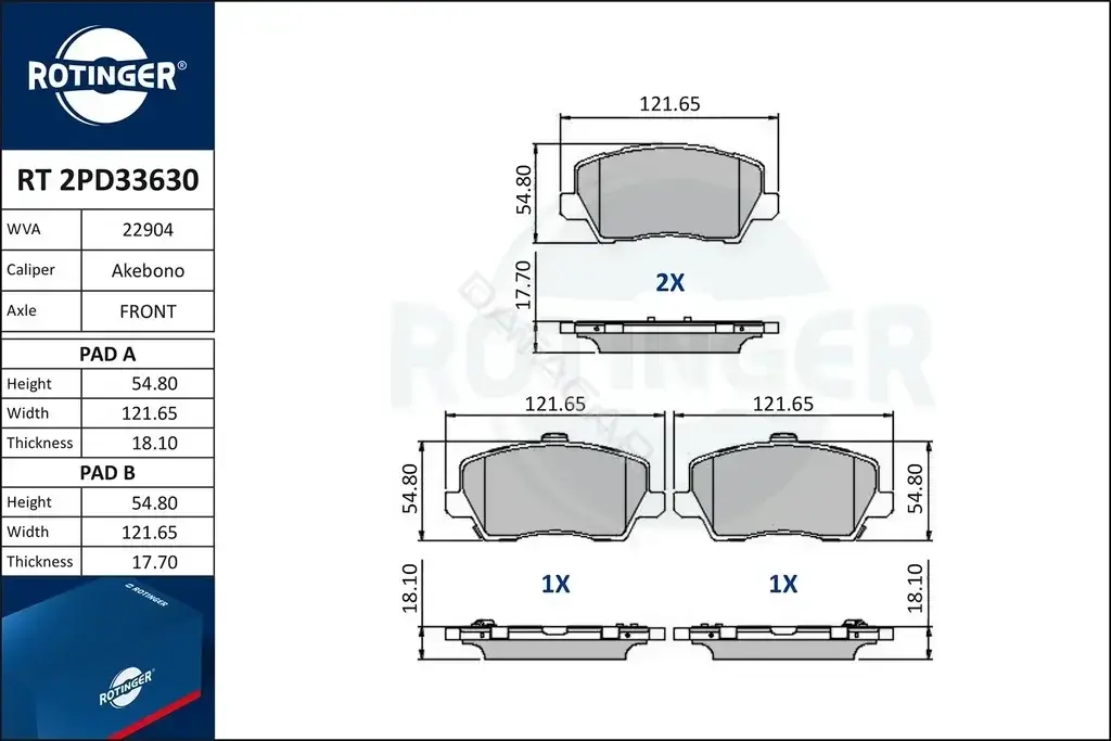 Тормозные колодки ROTINGER RT2PD33630