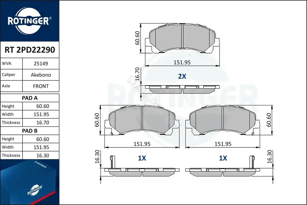 Тормозные колодки ROTINGER RT2PD22290