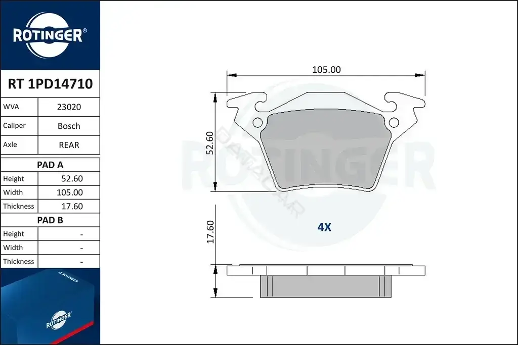 Тормозные колодки ROTINGER RT1PD14710