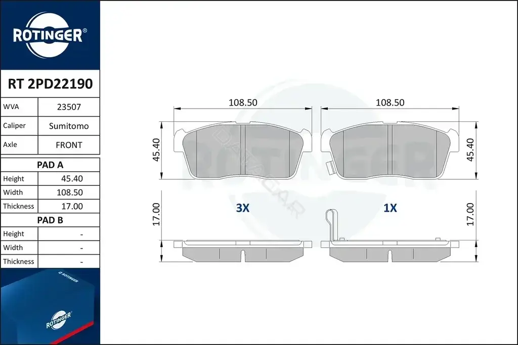Тормозные колодки ROTINGER RT2PD22190