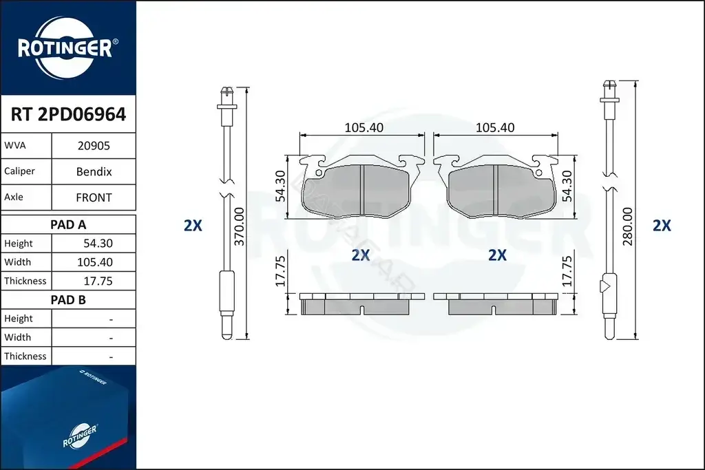 Тормозные колодки ROTINGER RT2PD06964