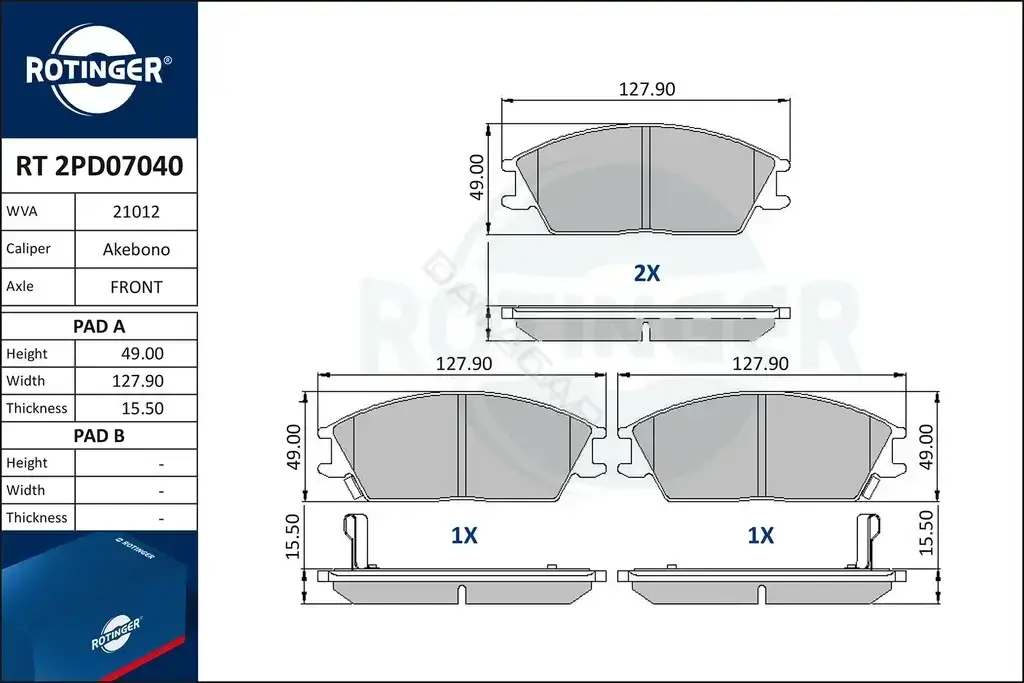Тормозные колодки ROTINGER RT2PD07040
