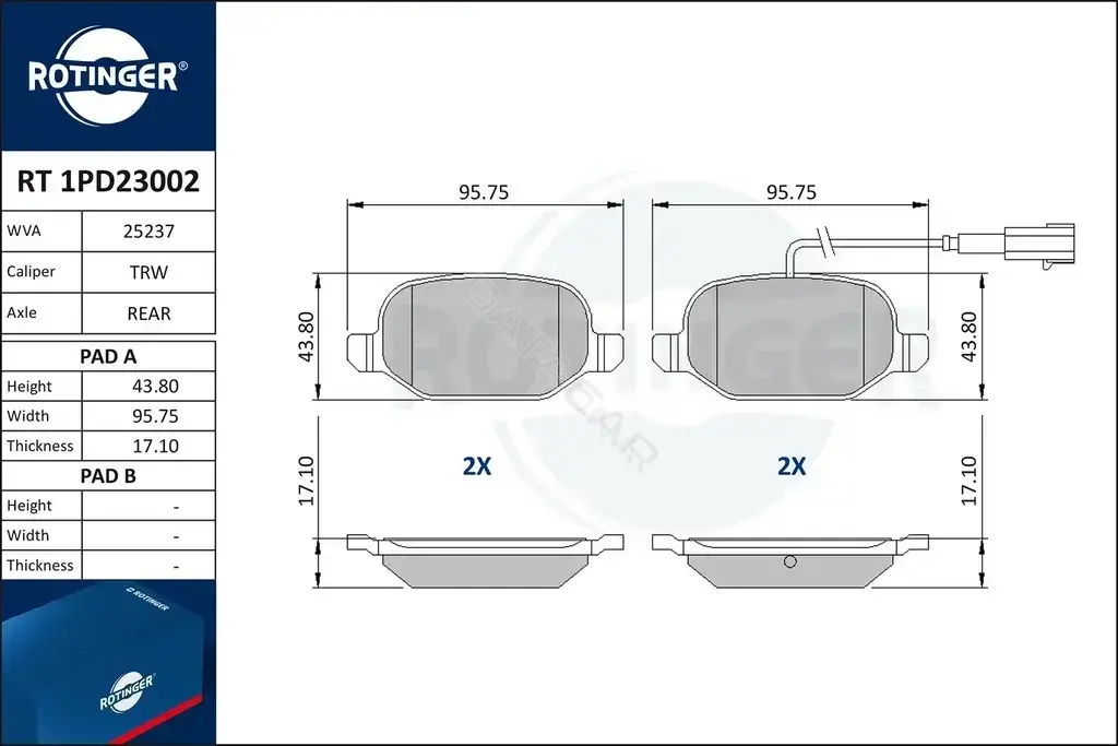 Тормозные колодки ROTINGER RT1PD23002