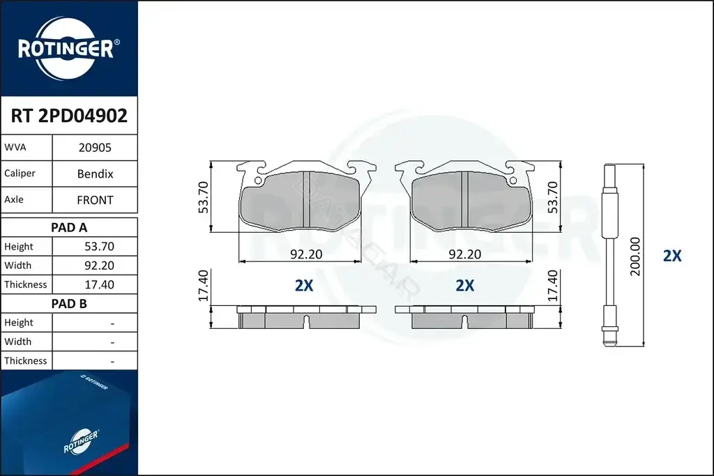 Тормозные колодки ROTINGER RT2PD04902
