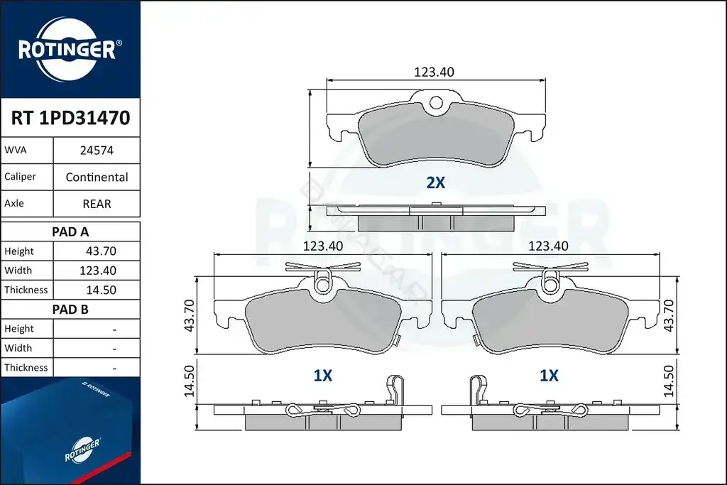 Тормозные колодки ROTINGER RT1PD31470