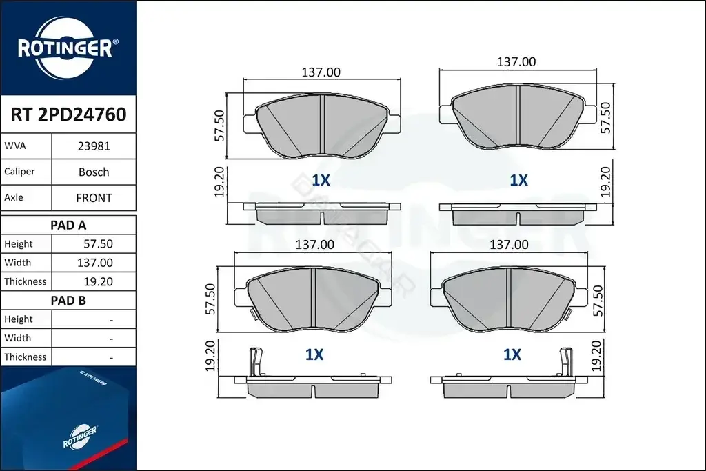 Тормозные колодки ROTINGER RT2PD24760