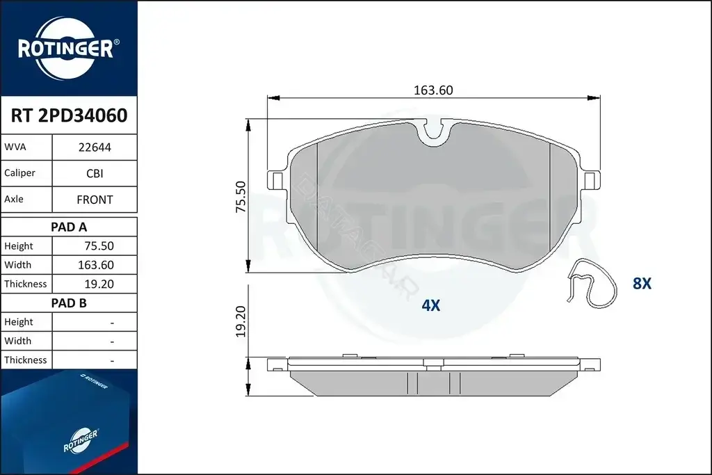 Тормозные колодки ROTINGER RT2PD34060