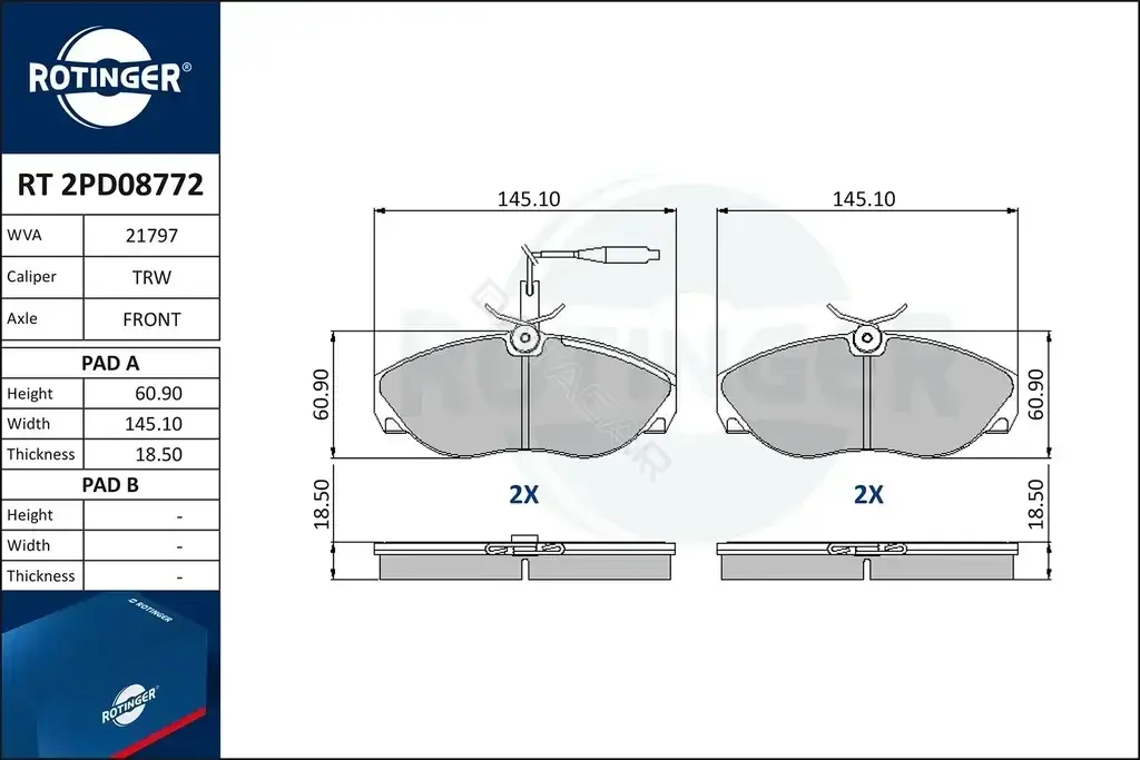 Тормозные колодки ROTINGER RT2PD08772