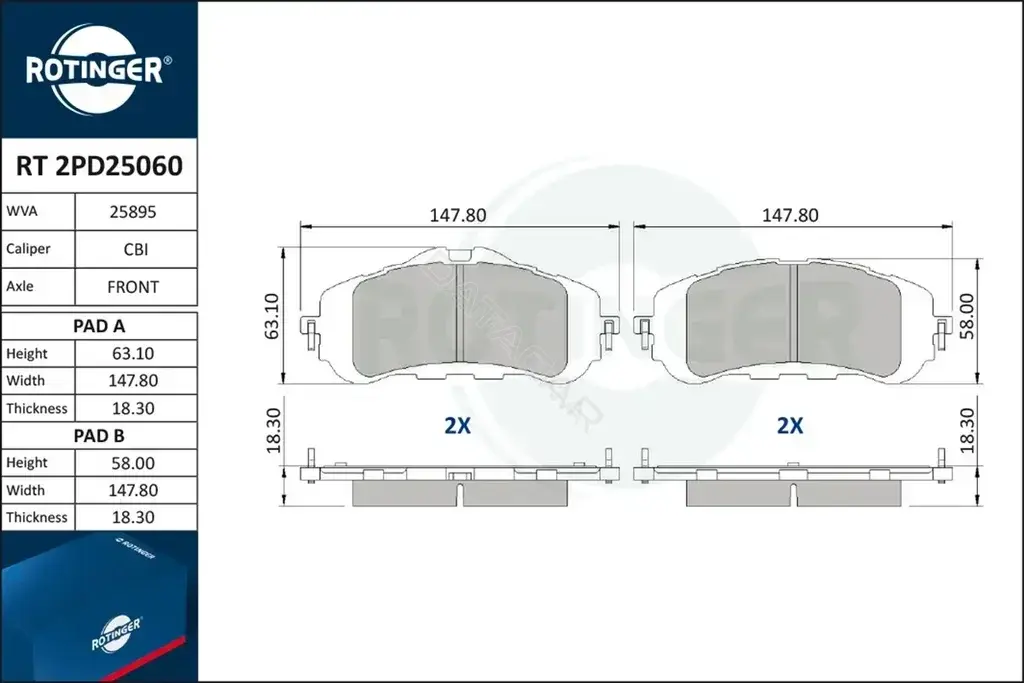 Тормозные колодки ROTINGER RT2PD25060