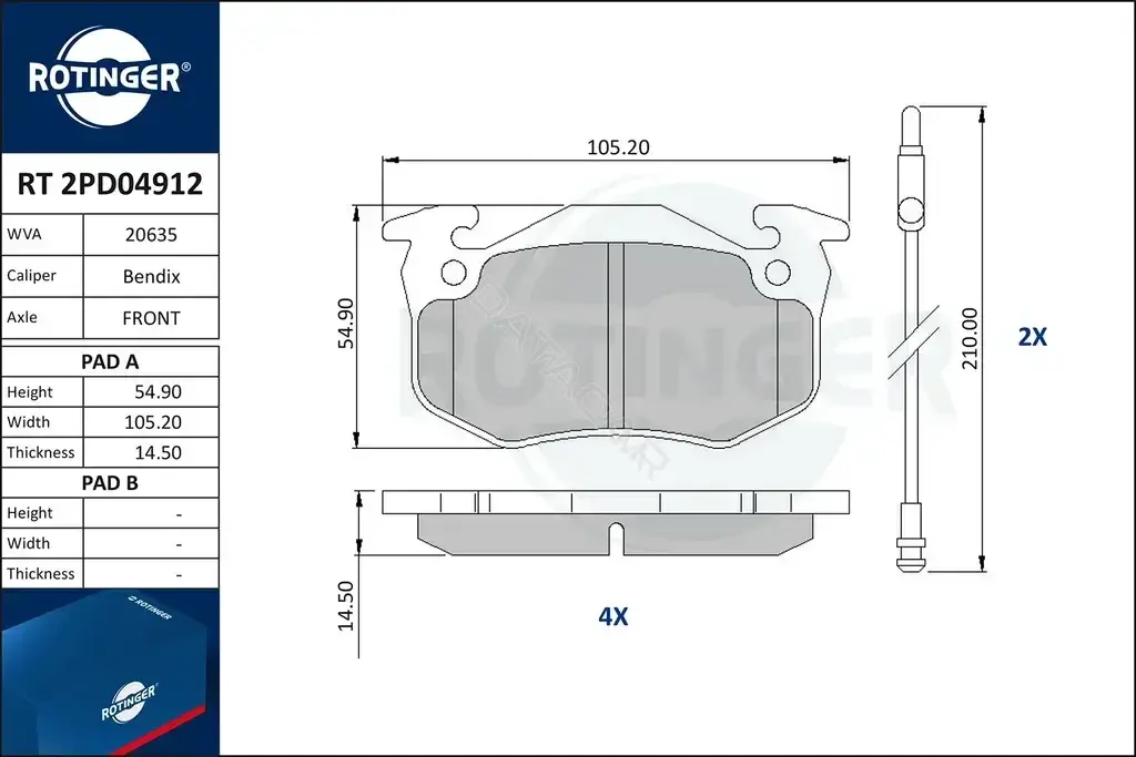 Тормозные колодки ROTINGER RT2PD04912