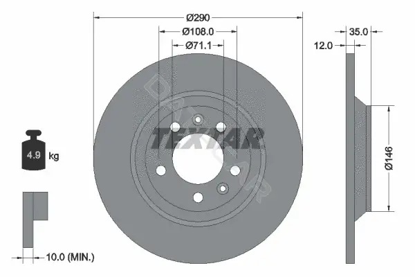 Тормозные диски TEXTAR 92129603