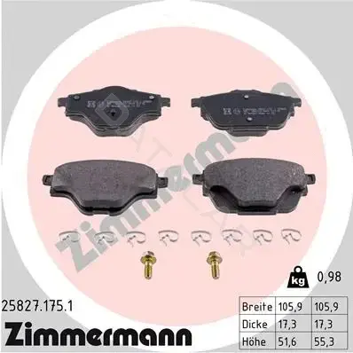 Тормозные колодки ZIMMERMANN 25827.175.1