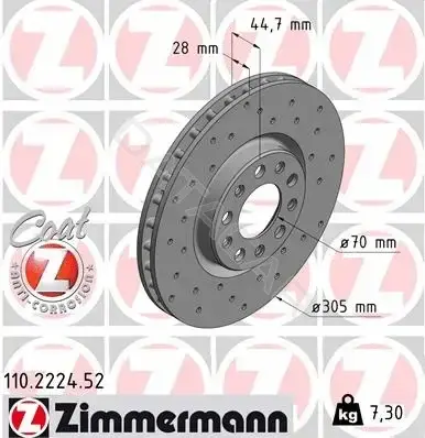 Тормозные диски ZIMMERMANN 110.2224.52