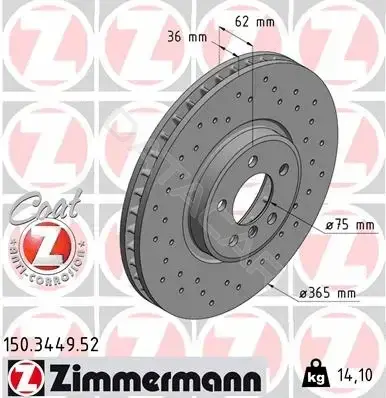 Тормозные диски ZIMMERMANN 150.3449.52