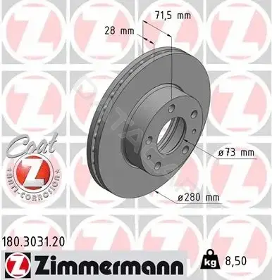 Тормозные диски ZIMMERMANN 180.3031.20