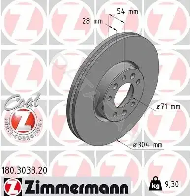 Тормозные диски ZIMMERMANN 180.3033.20