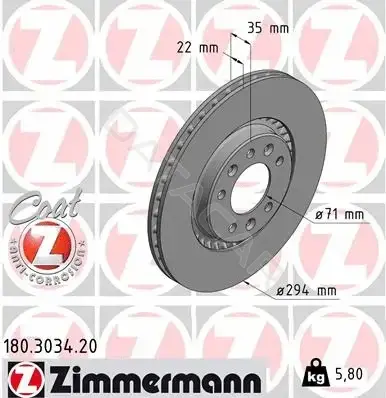 Тормозные диски ZIMMERMANN 180.3034.20
