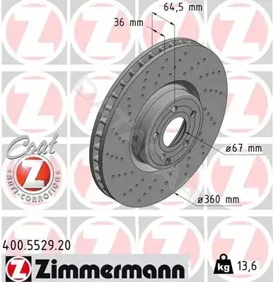 Тормозные диски ZIMMERMANN 400.5529.20
