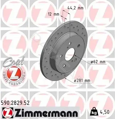 Тормозные диски ZIMMERMANN 590.2829.52