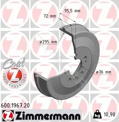 Тормозной барабан ZIMMERMANN 600.1967.20