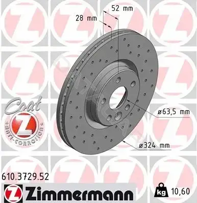 Тормозные диски ZIMMERMANN 610.3729.52