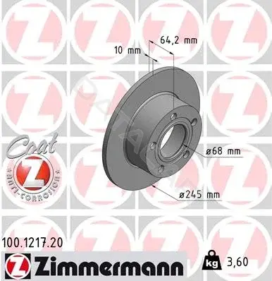 Тормозные диски ZIMMERMANN 100.1217.20