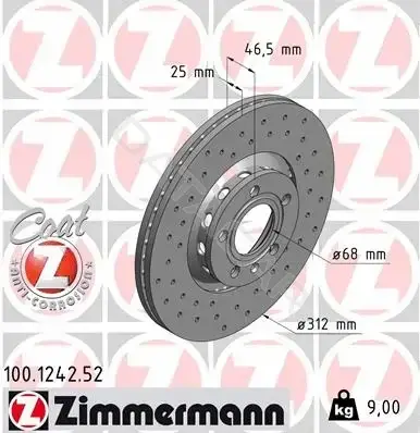 Тормозные диски ZIMMERMANN 100.1242.52