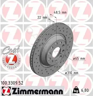 Тормозные диски ZIMMERMANN 100.3309.52