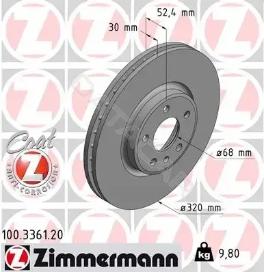 Тормозные диски ZIMMERMANN 100.3361.20
