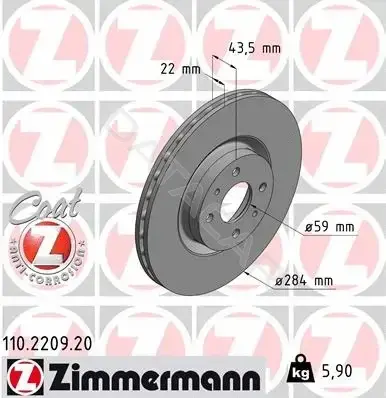 Тормозные диски ZIMMERMANN 110.2209.20