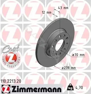 Тормозные диски ZIMMERMANN 110.2213.20