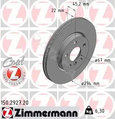 Тормозные диски ZIMMERMANN 150.2927.20