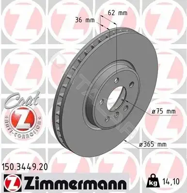Тормозные диски ZIMMERMANN 150.3449.20