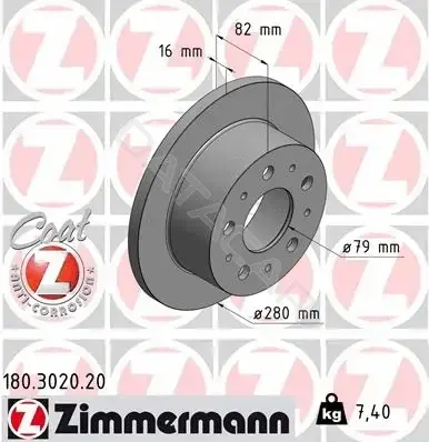 Тормозные диски ZIMMERMANN 180.3020.20