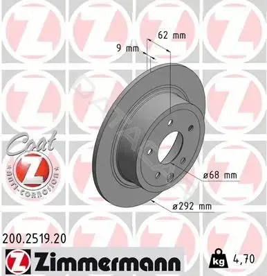 Тормозные диски ZIMMERMANN 200.2519.20