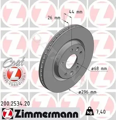 Тормозные диски ZIMMERMANN 200.2534.20