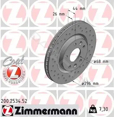Тормозные диски ZIMMERMANN 200.2534.52