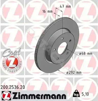Тормозные диски ZIMMERMANN 200.2536.20