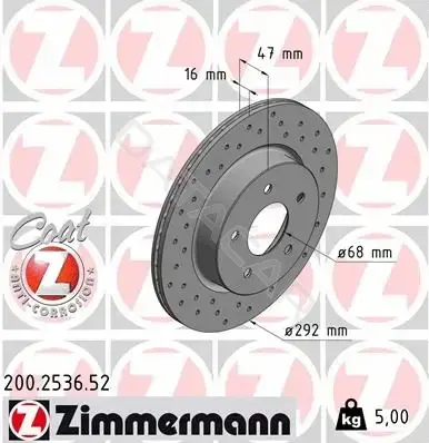 Тормозные диски ZIMMERMANN 200.2536.52