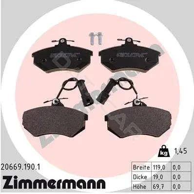Тормозные колодки ZIMMERMANN 20669.190.1