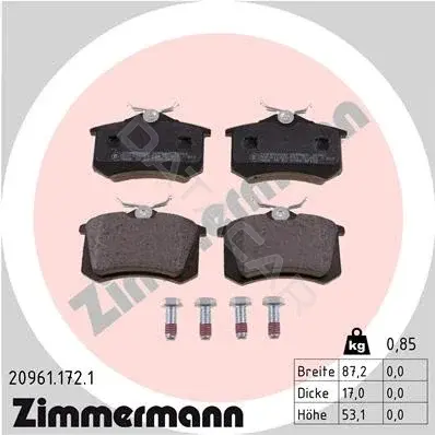 Тормозные колодки ZIMMERMANN 20961.172.1