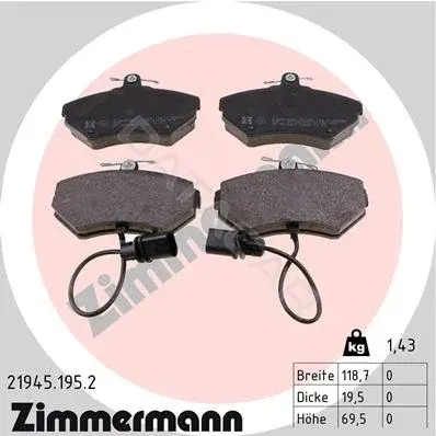 Тормозные колодки ZIMMERMANN 21945.195.2