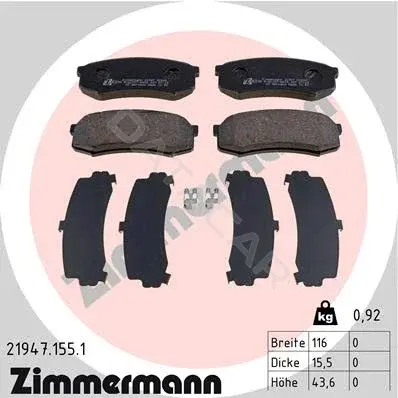 Тормозные колодки ZIMMERMANN 21947.155.1