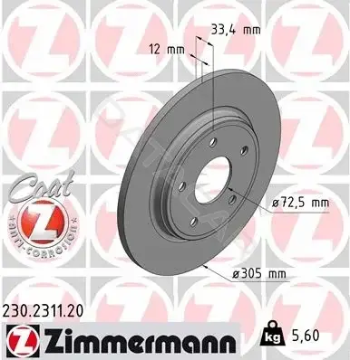 Тормозные диски ZIMMERMANN 230.2311.20