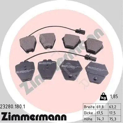 Тормозные колодки ZIMMERMANN 23280.180.1