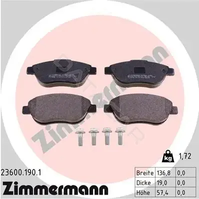 Тормозные колодки ZIMMERMANN 23600.190.1