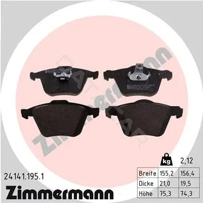 Тормозные колодки ZIMMERMANN 24141.195.1