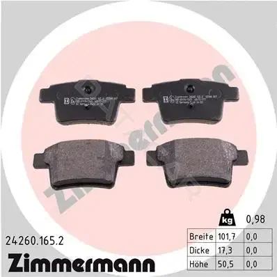 Тормозные колодки ZIMMERMANN 24260.165.2